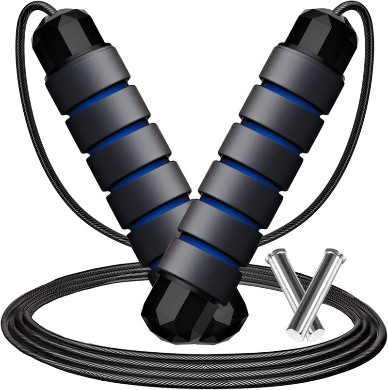 Goonidy Adjustable Weighted Jump Rope, 9ft Long Tangle-Free Rapid Speed Jumprope for Exercise Calisthenics Fitness Jumping Skipping Double Dutch Boxing Crossfit, Workout Stuff for Women Men Kids Adult - Image 1